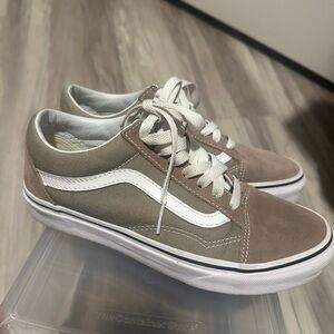 Vans Beige and White Classic Sneakers